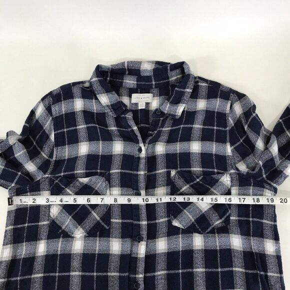 Lucky Brand Button Down Plaid Shirt Women's Large Long Sleeve Pockets Tie Back - Picture 9 of 11